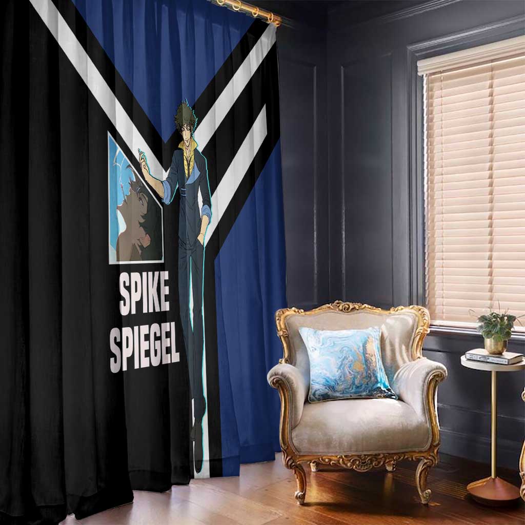 Spike Spiegel Cowboy Bebop Window Curtain with Cool Gun Pose and Stylish Space Design - The Mazicc