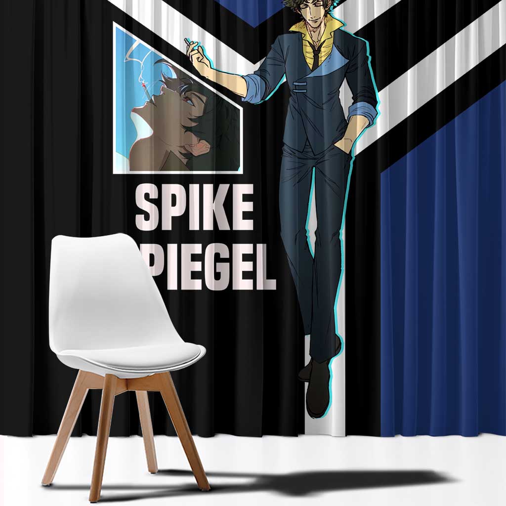 Spike Spiegel Cowboy Bebop Window Curtain with Cool Gun Pose and Stylish Space Design - The Mazicc