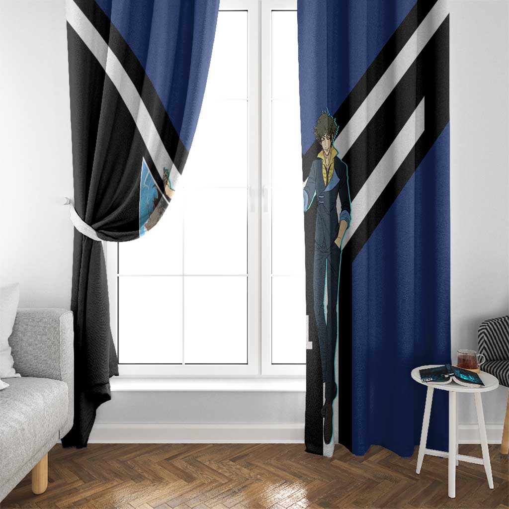 Spike Spiegel Cowboy Bebop Window Curtain with Cool Gun Pose and Stylish Space Design - The Mazicc