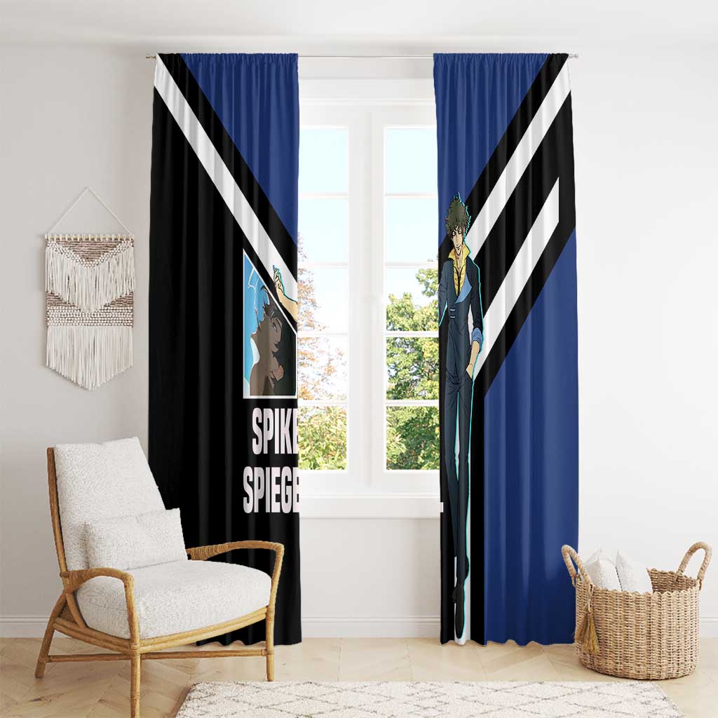 Spike Spiegel Cowboy Bebop Window Curtain with Cool Gun Pose and Stylish Space Design - The Mazicc