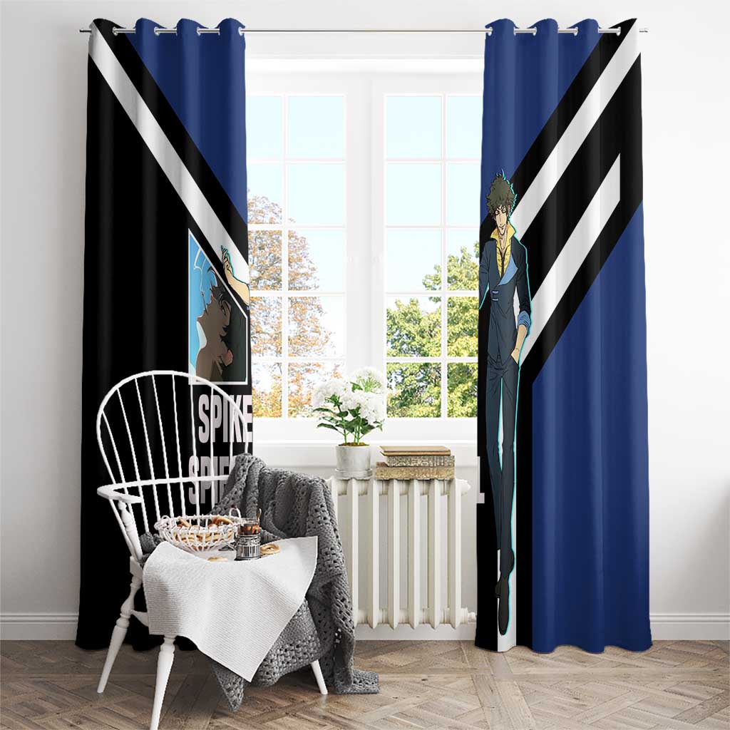 Spike Spiegel Cowboy Bebop Window Curtain with Cool Gun Pose and Stylish Space Design - The Mazicc