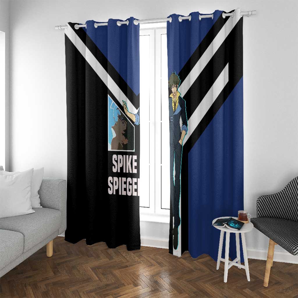 Spike Spiegel Cowboy Bebop Window Curtain with Cool Gun Pose and Stylish Space Design - The Mazicc