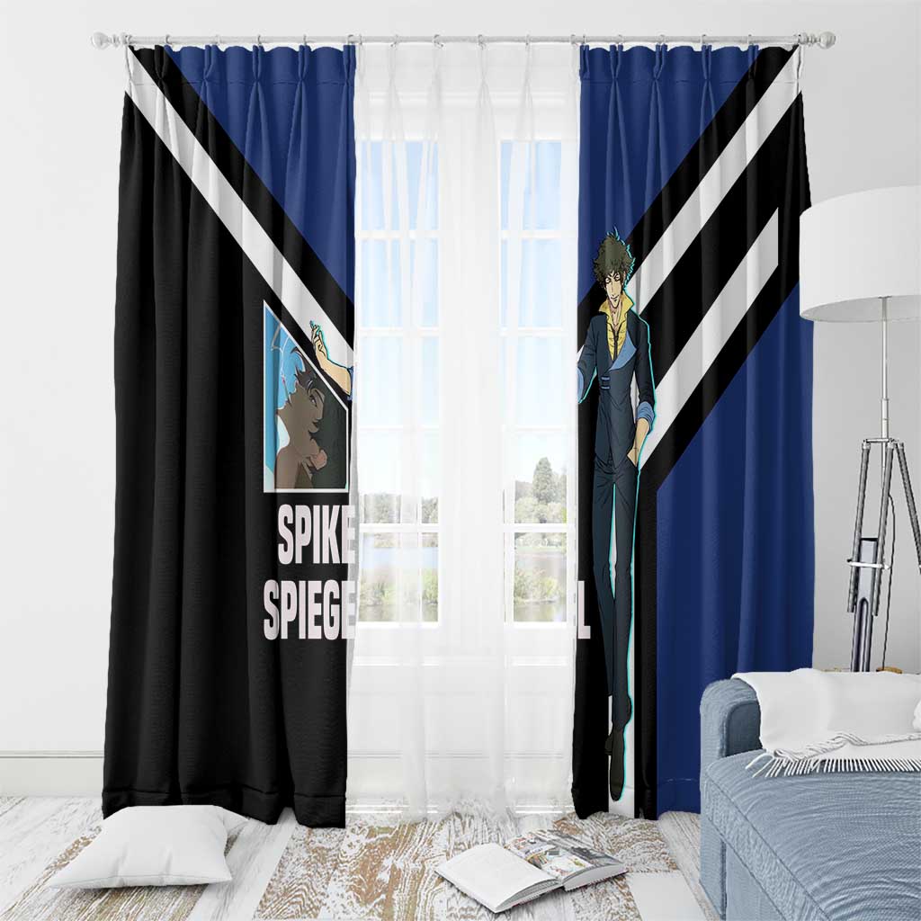 Spike Spiegel Cowboy Bebop Window Curtain with Cool Gun Pose and Stylish Space Design - The Mazicc