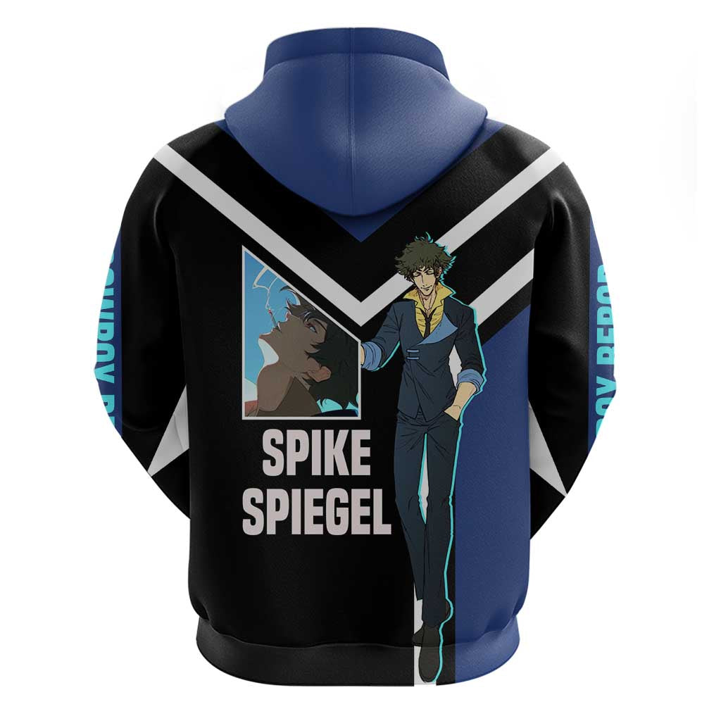 Spike Spiegel Cowboy Bebop Zip Hoodie with Cool Gun Pose and Stylish Space Design - The Mazicc
