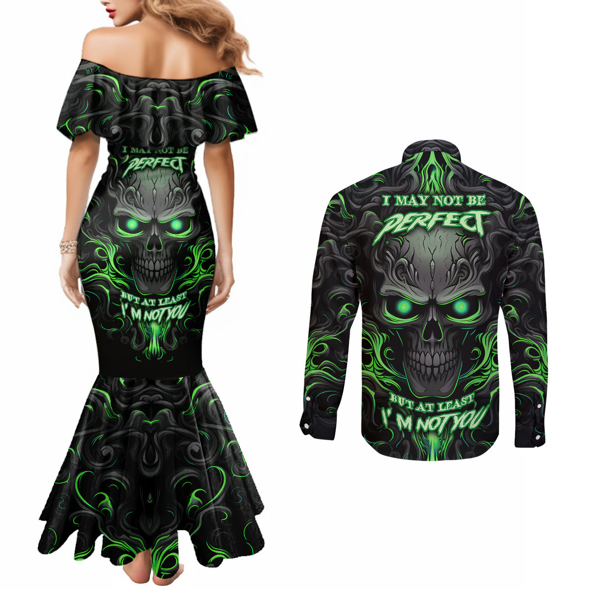 i-may-not-be-perfect-but-at-least-im-not-you-skull-couples-matching-mermaid-dress-and-long-sleeve-button-shirts