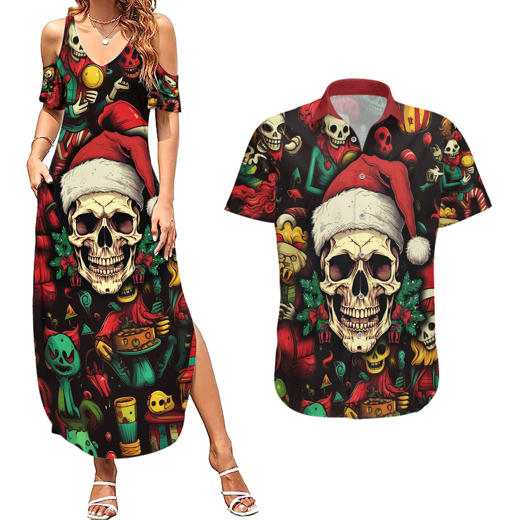 skull-christmas-couples-matching-summer-maxi-dress-and-hawaiian-shirt-when-youre-dead-inside-but-its-christmas