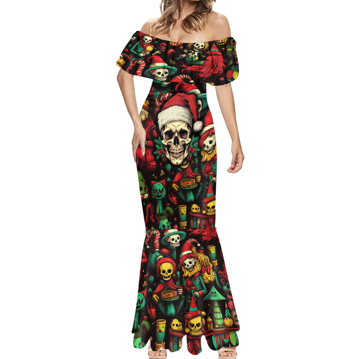 skull-christmas-mermaid-dress-when-youre-dead-inside-but-its-christmas