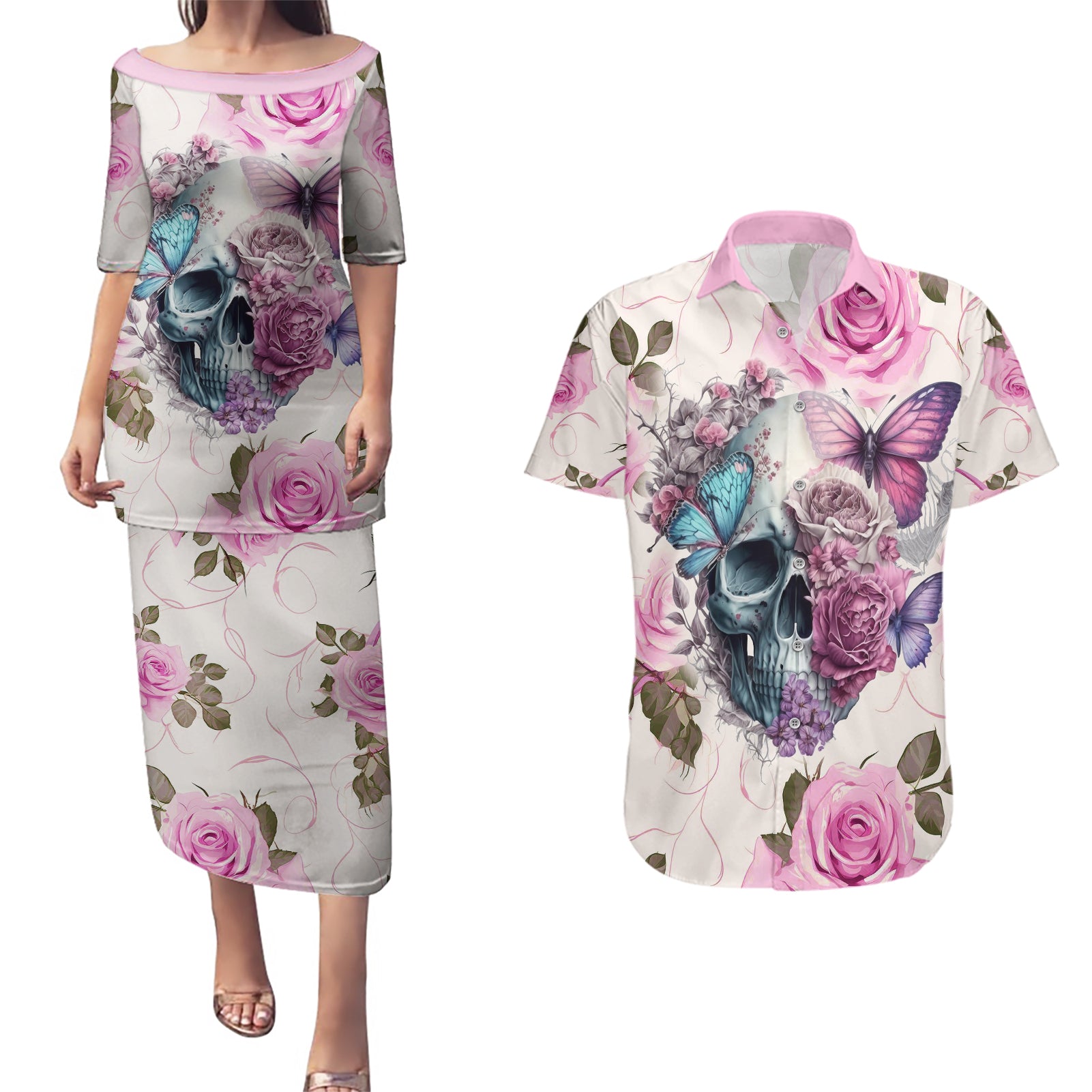 women-skull-couples-matching-puletasi-dress-and-hawaiian-shirt-some-time-an-angel-hellraiser-always-a-strong-women