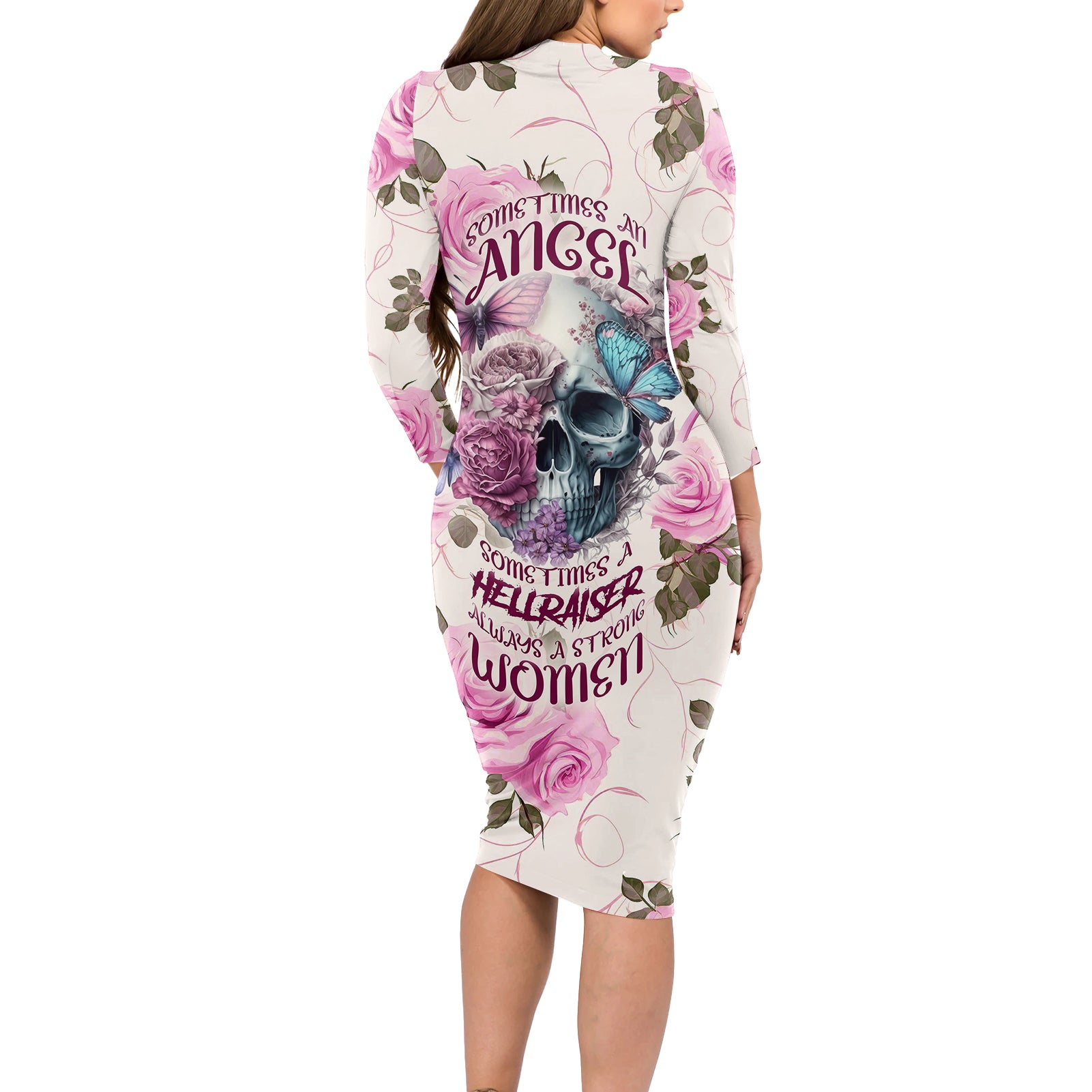 women-skull-long-sleeve-bodycon-dress-some-time-an-angel-hellraiser-always-a-strong-women