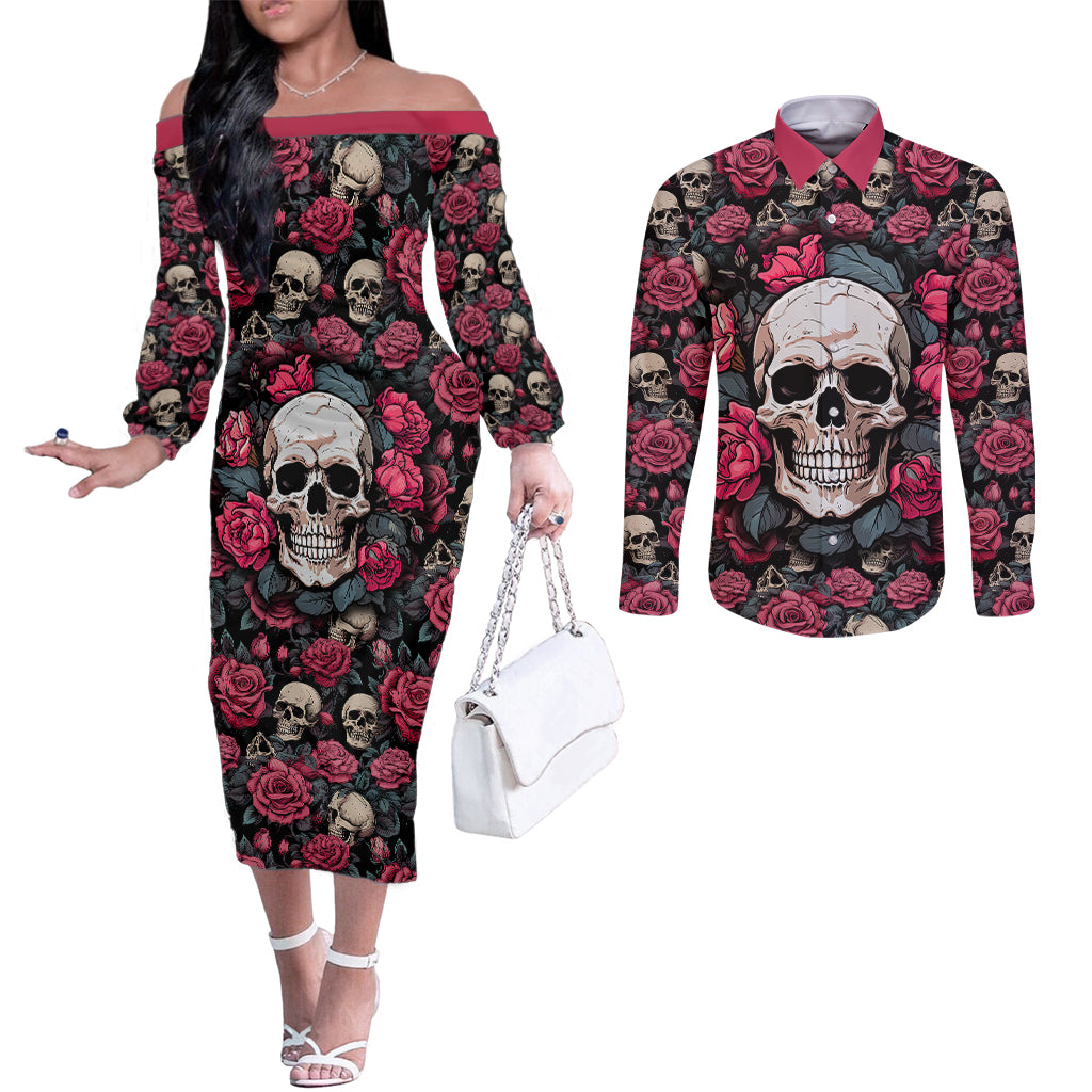 judge-me-when-yours-perfect-otherwise-shut-up-skull-couples-matching-off-the-shoulder-long-sleeve-dress-and-long-sleeve-button-shirts