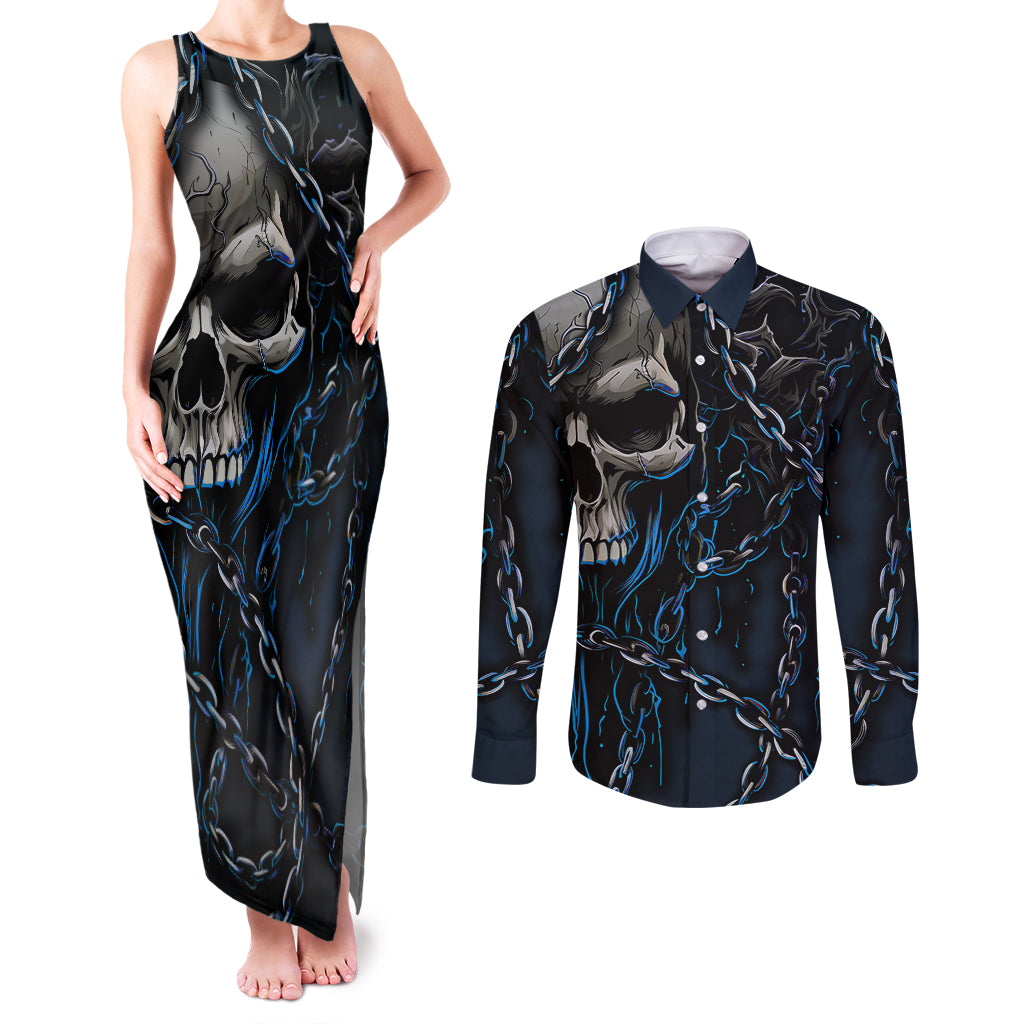 you-inspire-my-inner-serial-killer-skull-couples-matching-tank-maxi-dress-and-long-sleeve-button-shirts