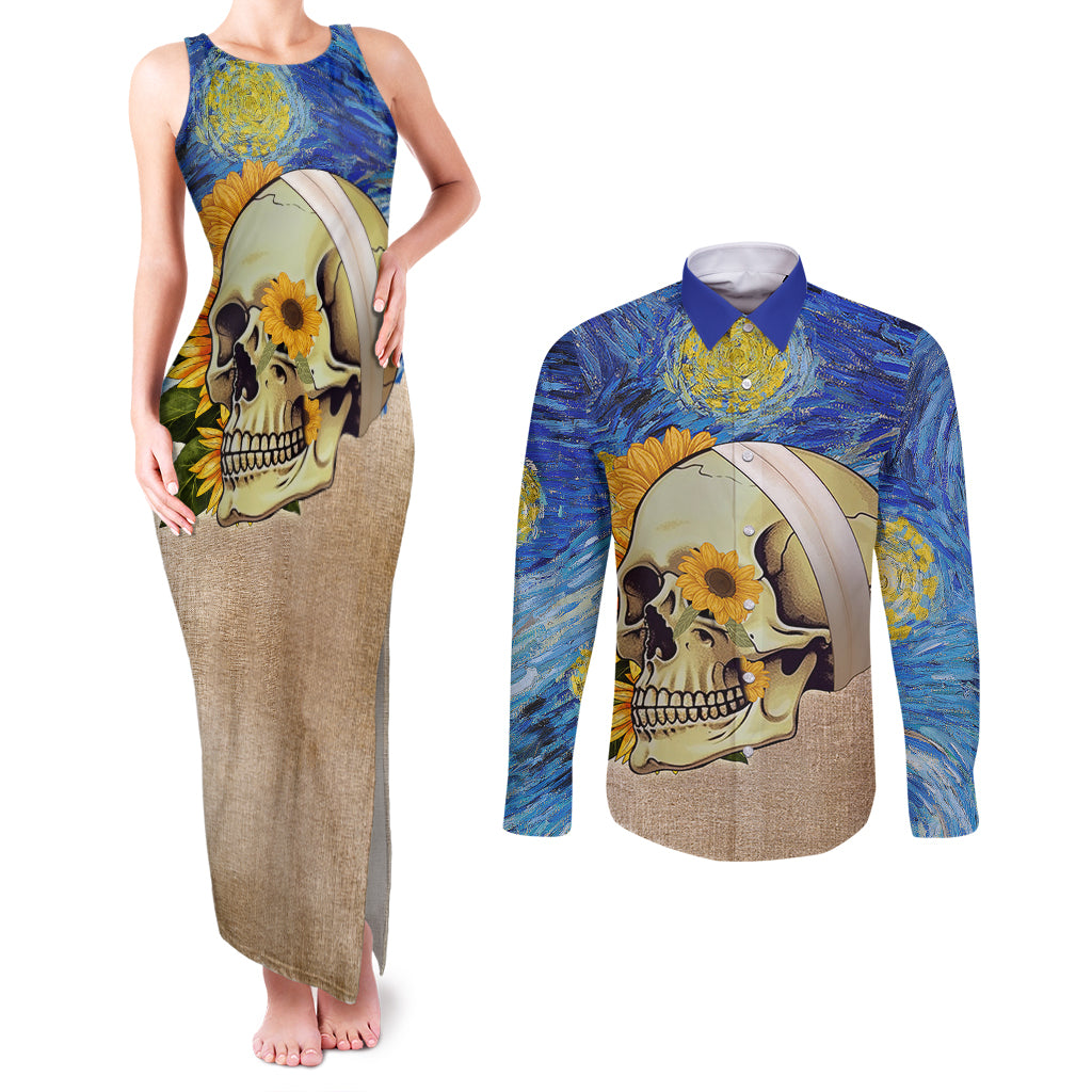 van-gogh-style-skull-couples-matching-tank-maxi-dress-and-long-sleeve-button-shirts-hello-my-friend