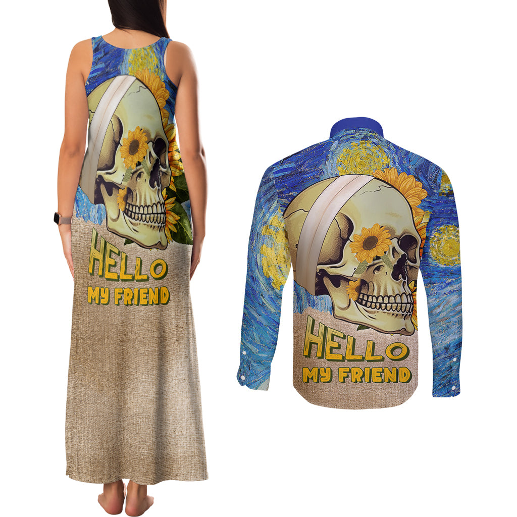van-gogh-style-skull-couples-matching-tank-maxi-dress-and-long-sleeve-button-shirts-hello-my-friend