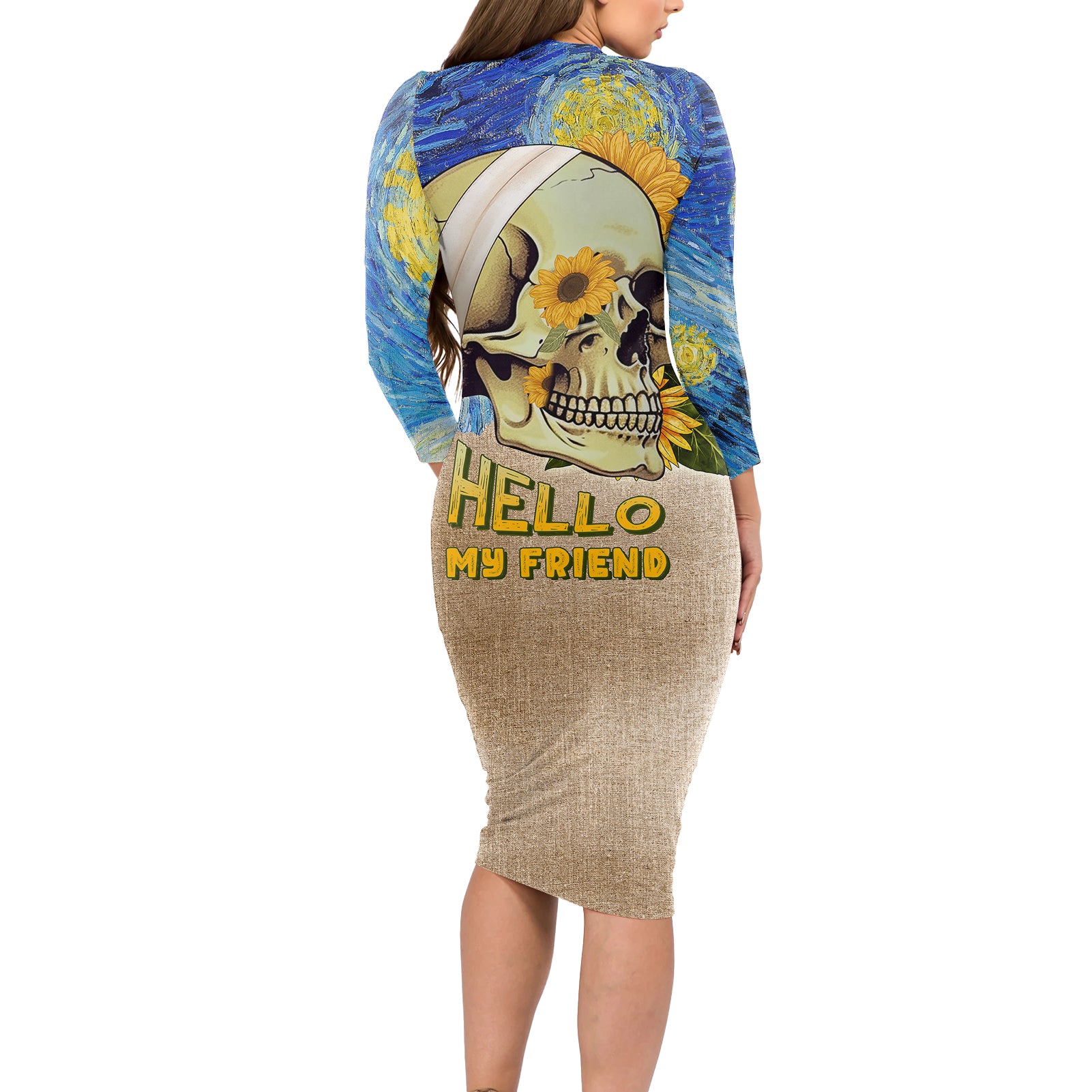 van-gogh-style-skull-long-sleeve-bodycon-dress-hello-my-friend