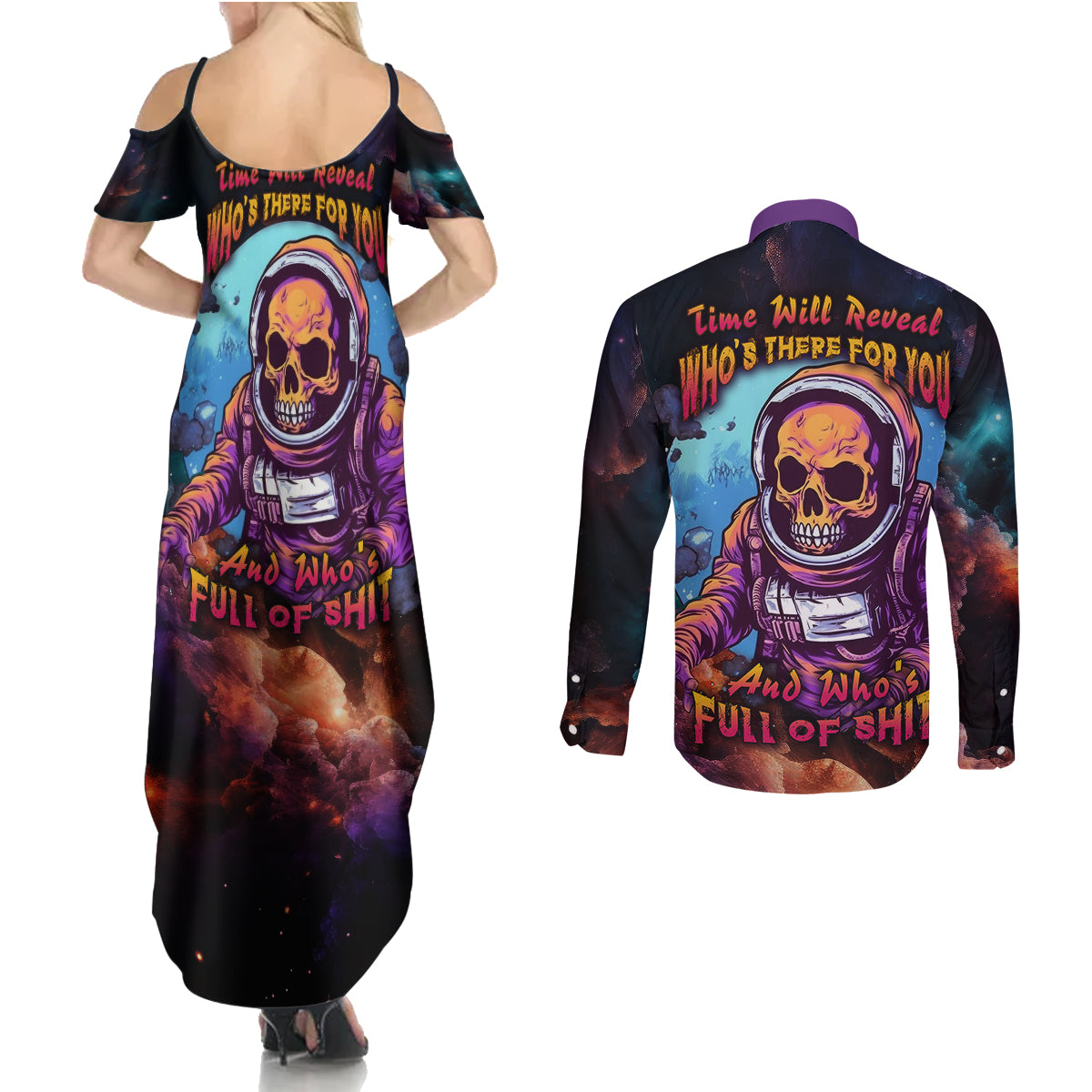 time-will-reveal-whos-there-for-you-and-whos-full-of-shit-couples-matching-summer-maxi-dress-and-long-sleeve-button-shirts
