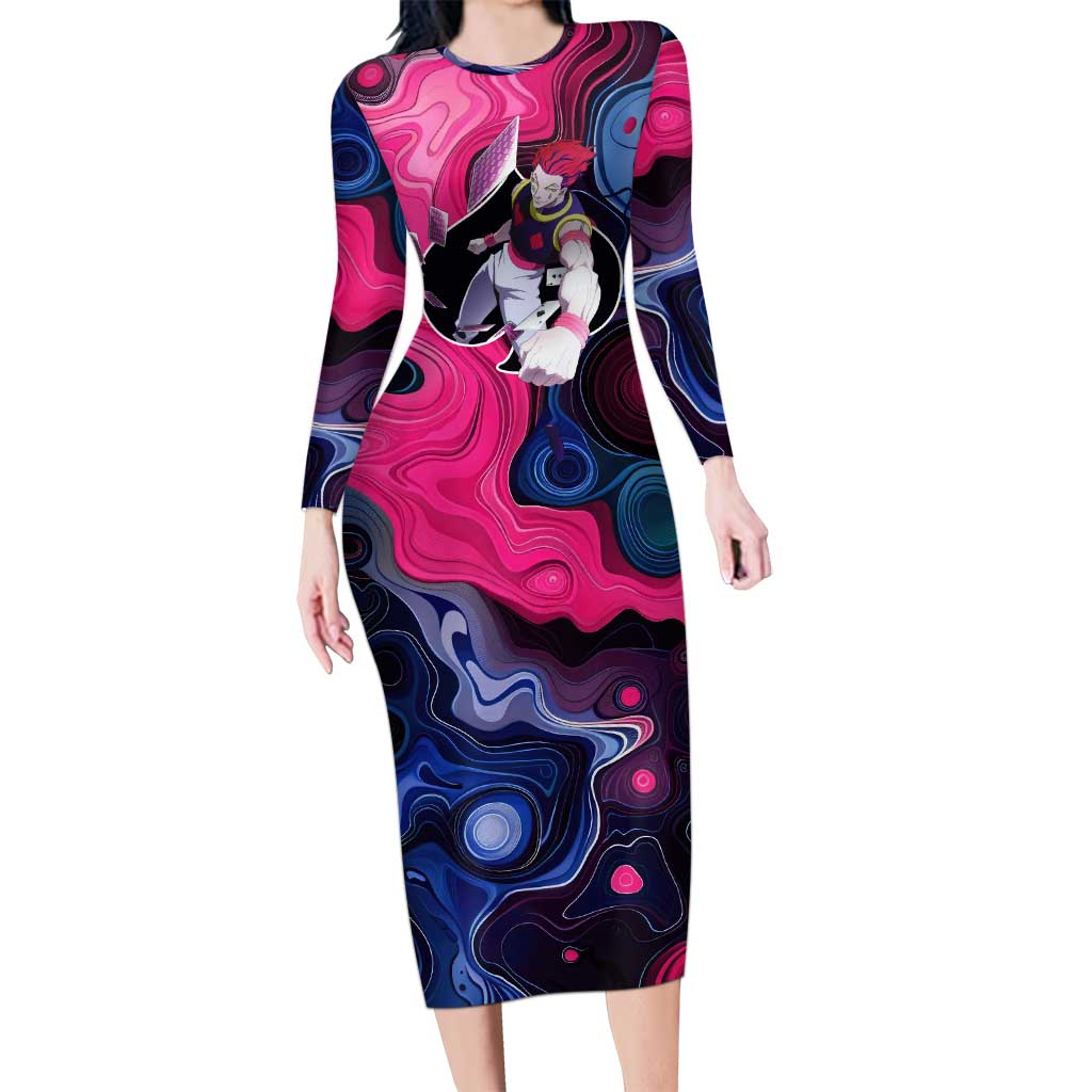 Mystic Faces Hisoka Hunter X Hunter Long Sleeve Bodycon Dress Anime Mix Hippie Style - The Mazicc