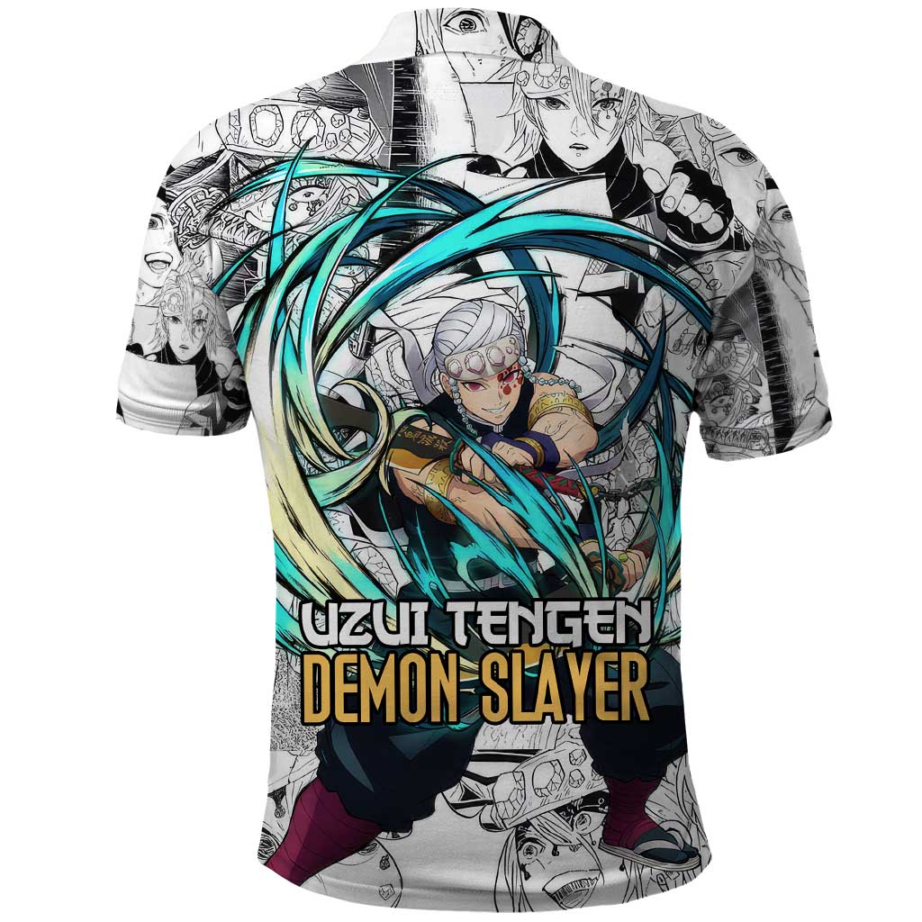 Uzui Tengen Manga Collage Demon Slayer Polo Shirt Anime Style
