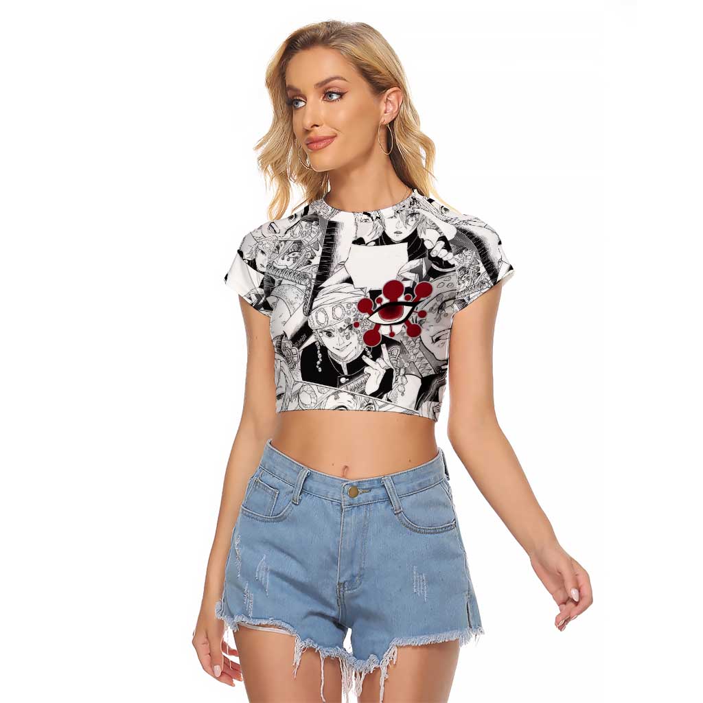 Uzui Tengen Manga Collage Demon Slayer Raglan Cropped T Shirt Anime Style
