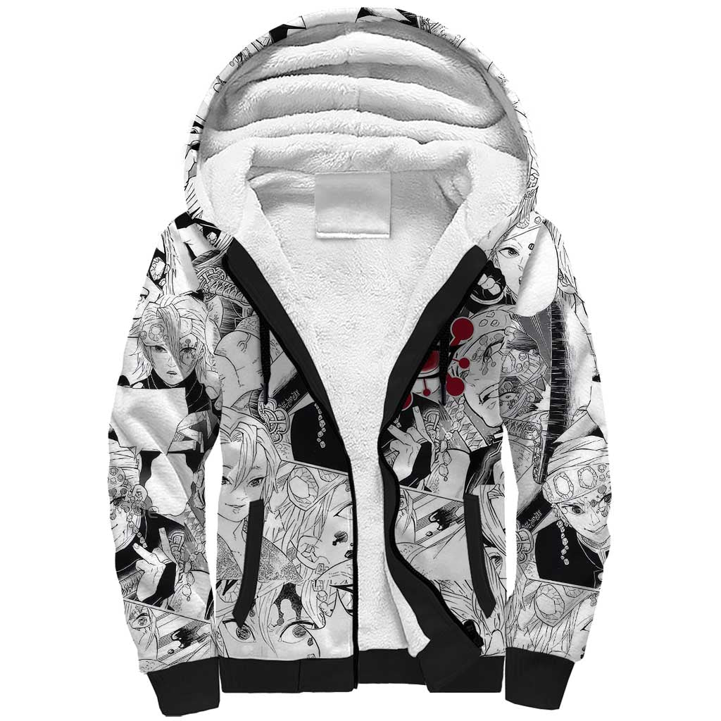 Uzui Tengen Manga Collage Demon Slayer Sherpa Hoodie Anime Style