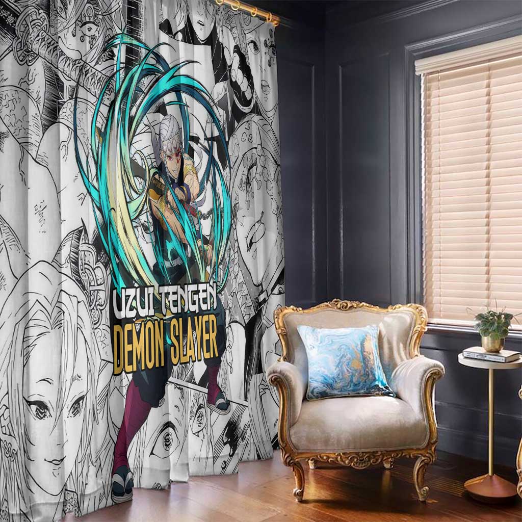 Uzui Tengen Manga Collage Demon Slayer Window Curtain Anime Style