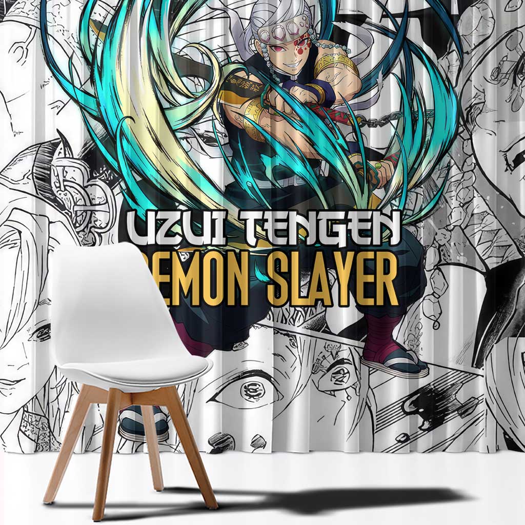 Uzui Tengen Manga Collage Demon Slayer Window Curtain Anime Style
