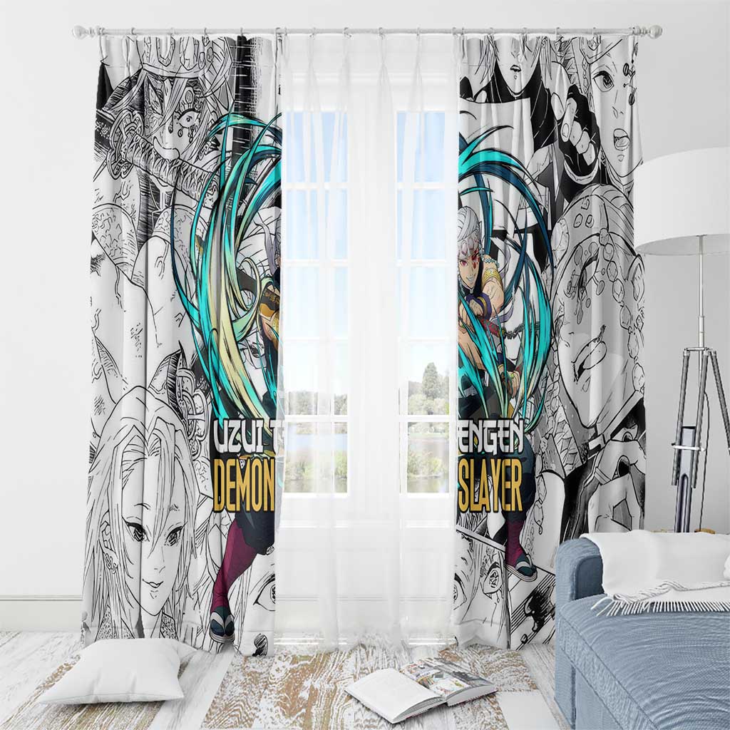 Uzui Tengen Manga Collage Demon Slayer Window Curtain Anime Style