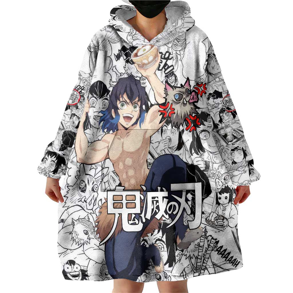 Hashibira Inosuke Manga Collage Demon Slayer Wearable Blanket Hoodie Anime Mix Manga Style