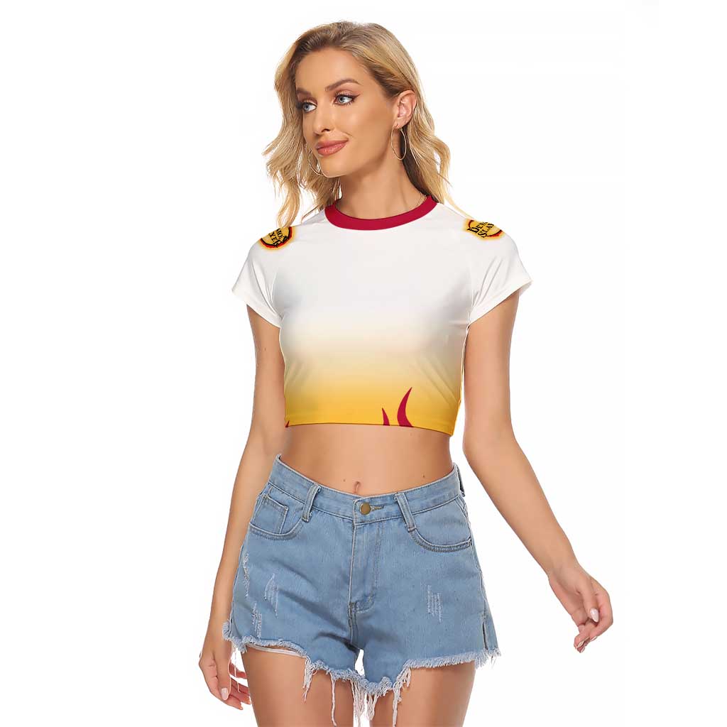 Kyojuro Rengoku Haori Demon Slayer Raglan Cropped T Shirt Anime Style