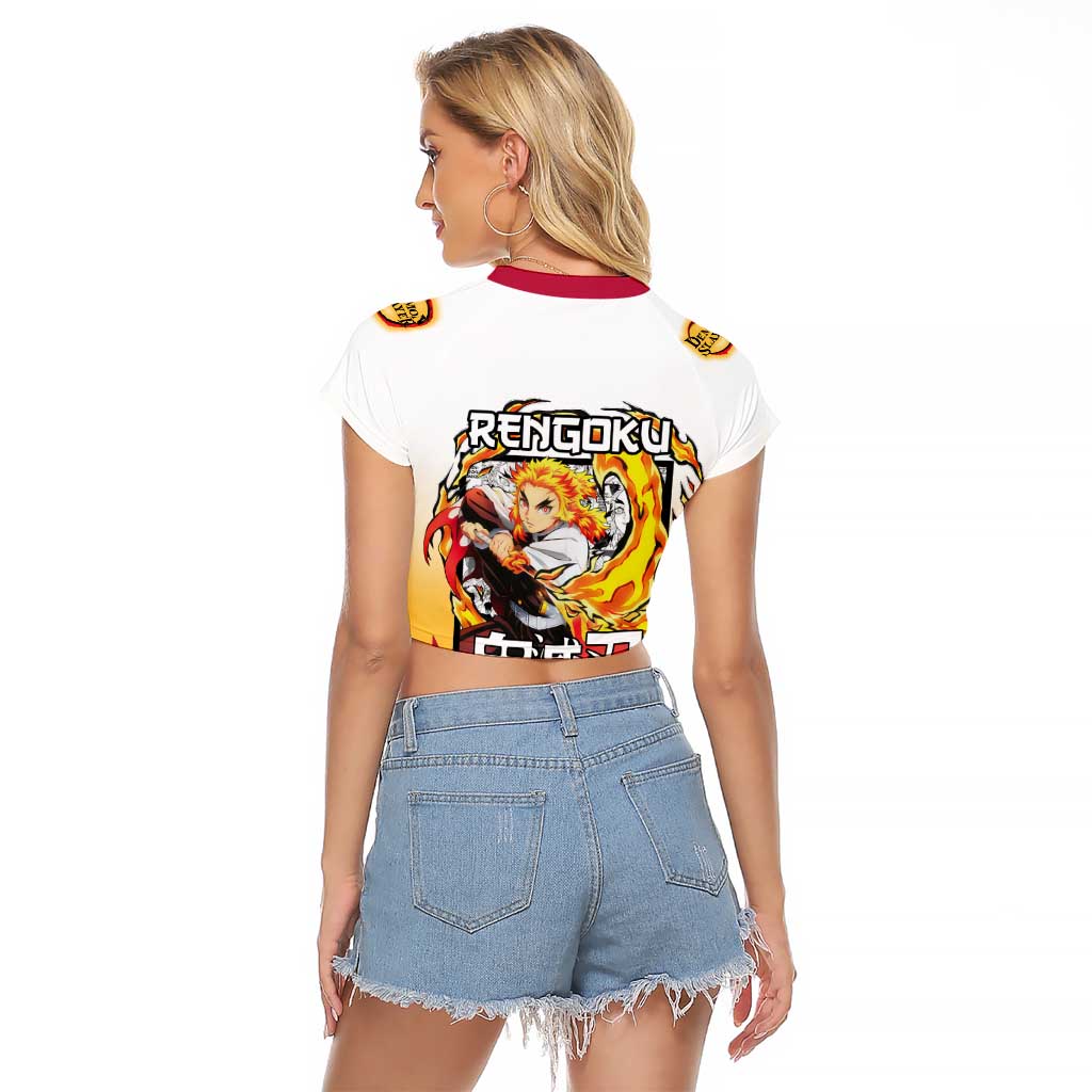 Kyojuro Rengoku Haori Demon Slayer Raglan Cropped T Shirt Anime Style