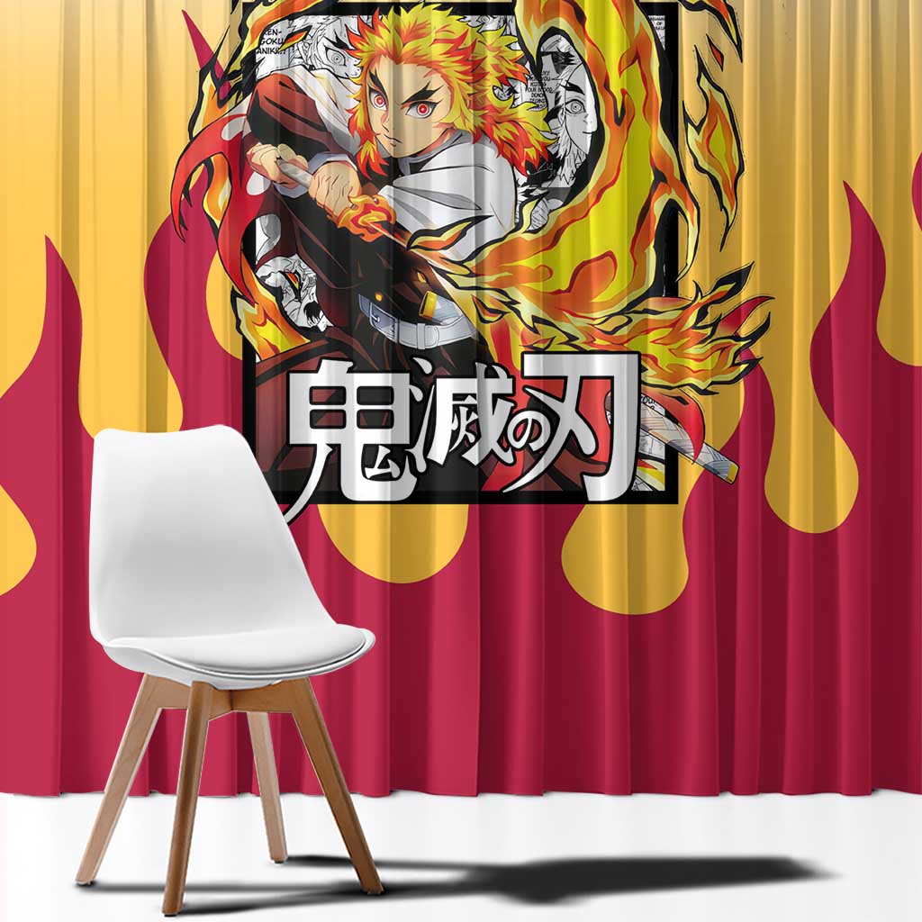 Kyojuro Rengoku Haori Demon Slayer Window Curtain Anime Style