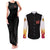 Kyojuro Rengoku V2 Demon Slayer Couples Matching Tank Maxi Dress and Long Sleeve Button Shirt Anime Style