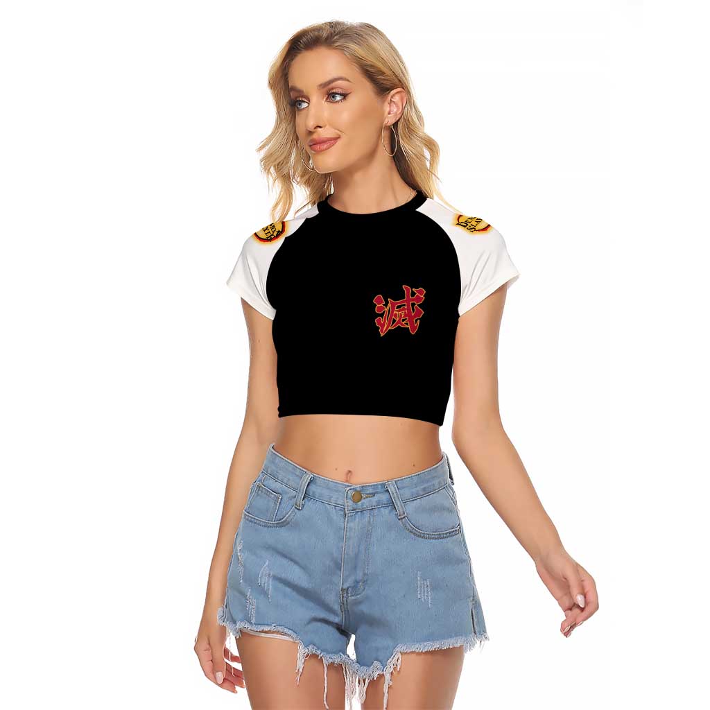 Kyojuro Rengoku V2 Demon Slayer Raglan Cropped T Shirt Anime Style