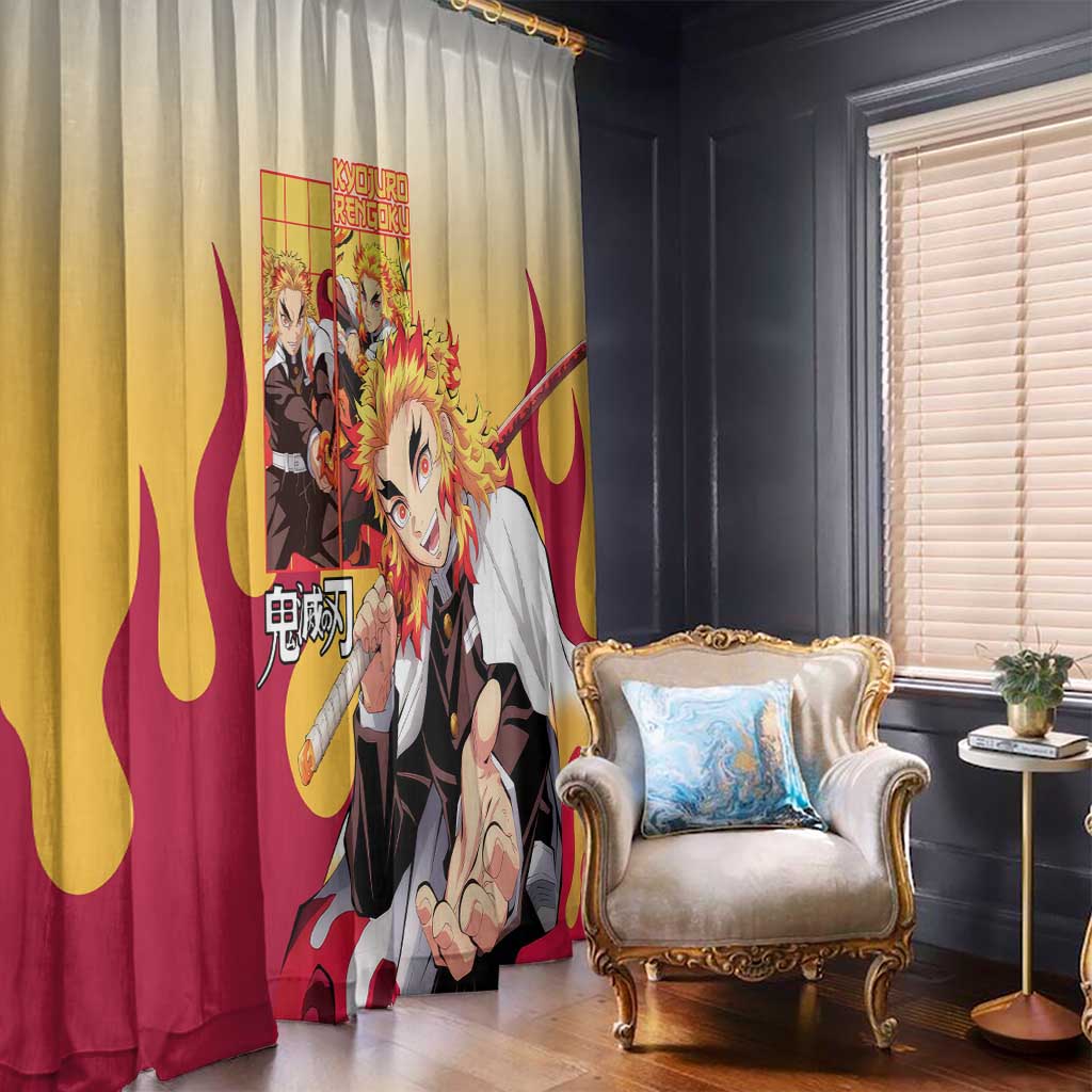 Kyojuro Rengoku V2 Demon Slayer Window Curtain Anime Style