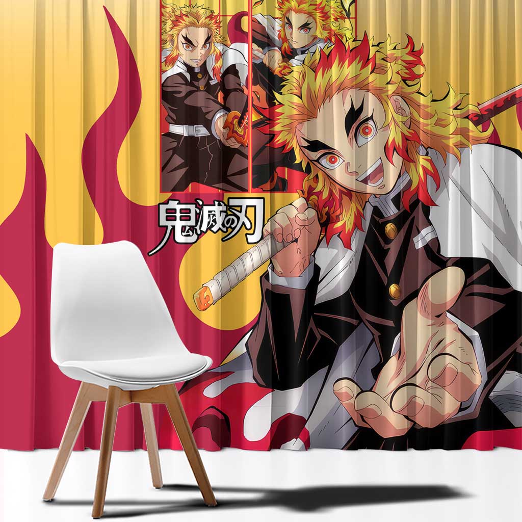 Kyojuro Rengoku V2 Demon Slayer Window Curtain Anime Style