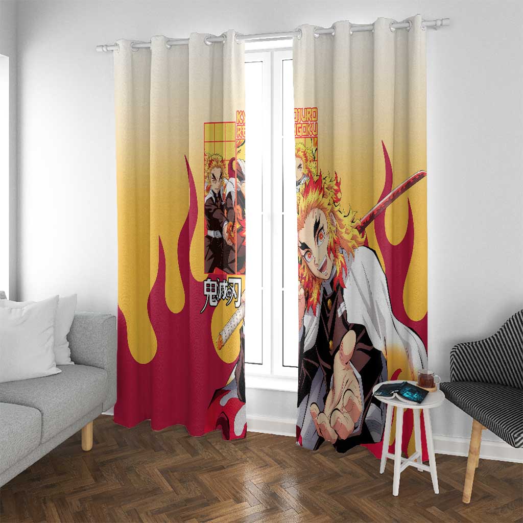 Kyojuro Rengoku V2 Demon Slayer Window Curtain Anime Style
