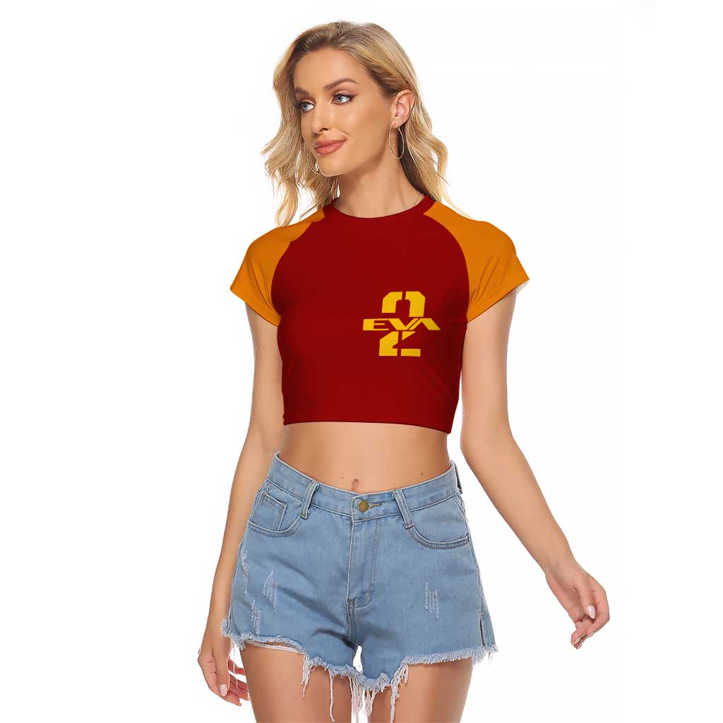 Asuka Langley Sohryu x Eva 02 Neon Genesis Evangelion Raglan Cropped T Shirt Anime Style