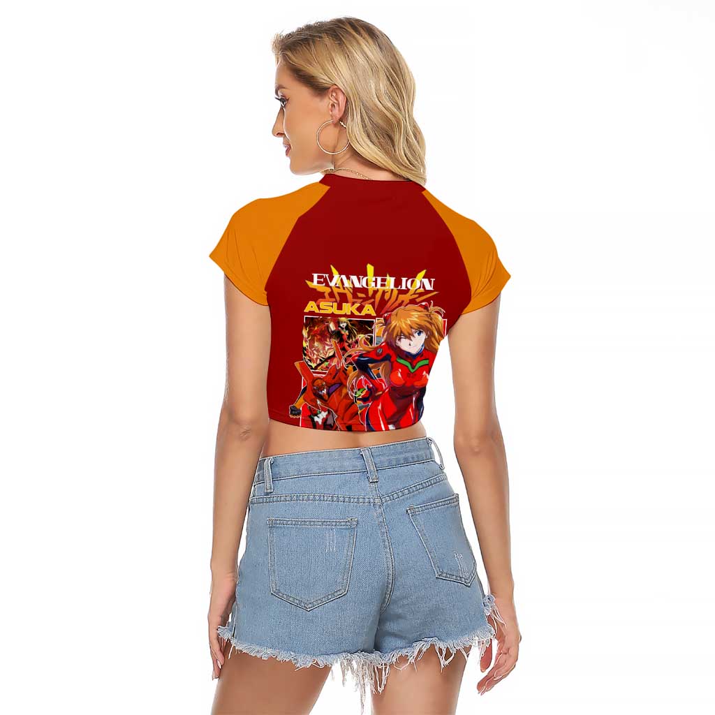 Asuka Langley Sohryu x Eva 02 Neon Genesis Evangelion Raglan Cropped T Shirt Anime Style