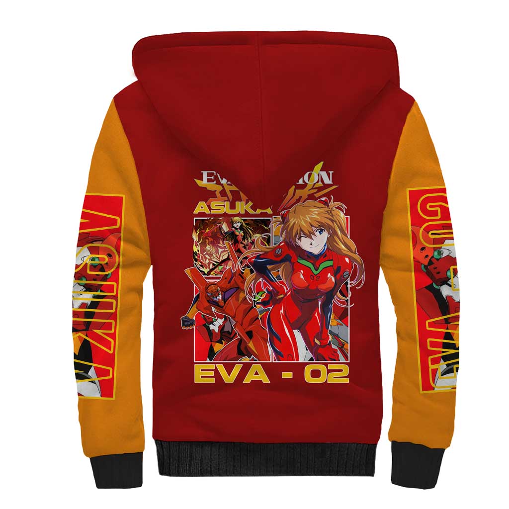 Asuka Langley Sohryu x Eva 02 Neon Genesis Evangelion Sherpa Hoodie Anime Style