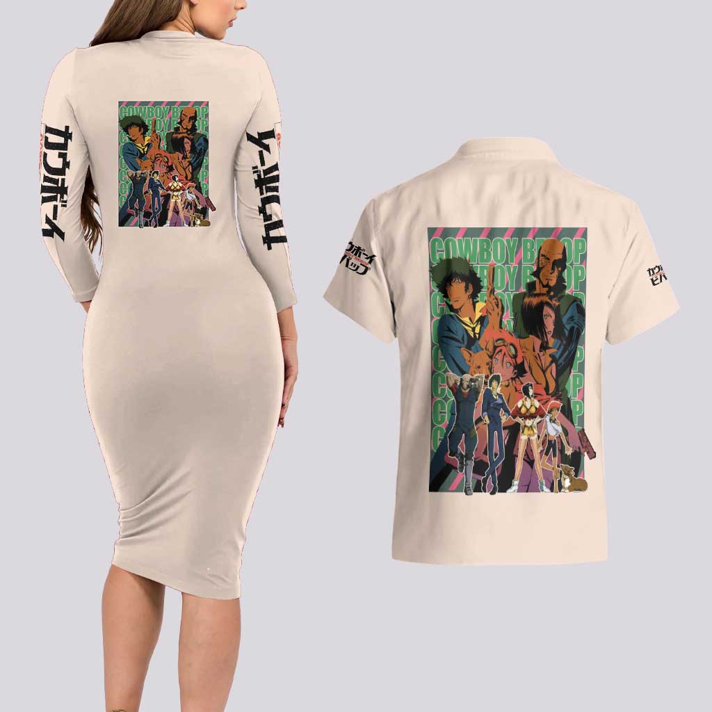 Cowboy Bebop Couples Matching Long Sleeve Bodycon Dress and Hawaiian Shirt Anime Style