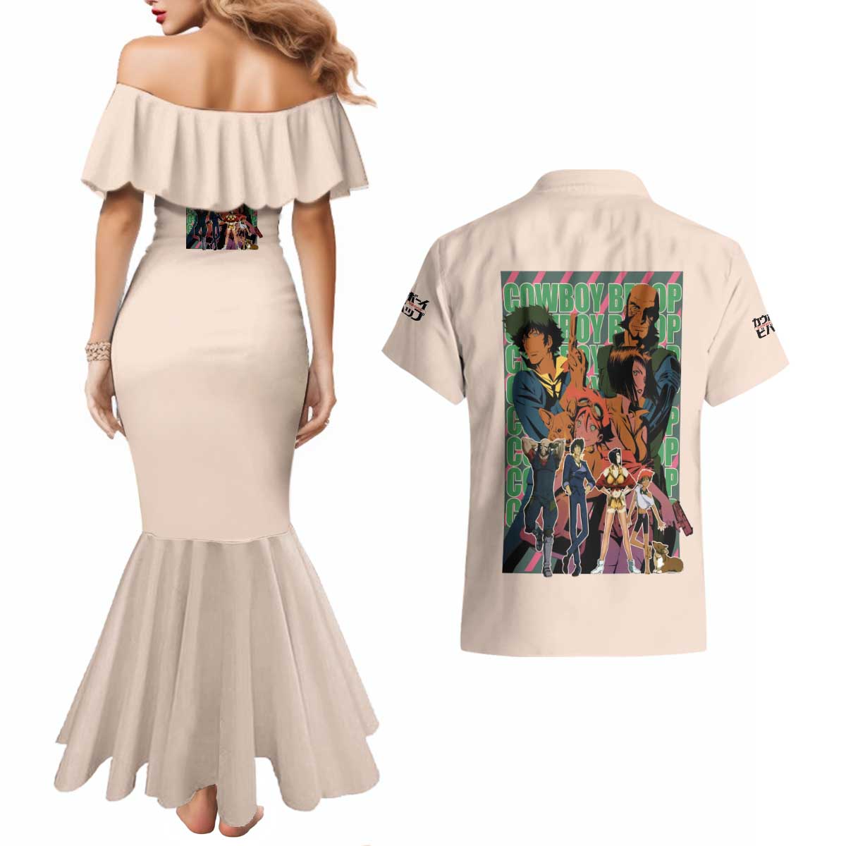 Cowboy Bebop Couples Matching Mermaid Dress and Hawaiian Shirt Anime Style