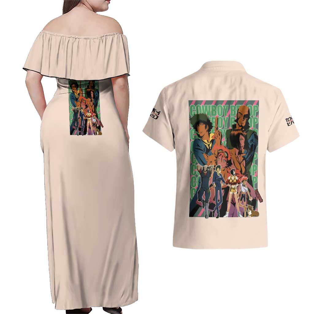 Cowboy Bebop Couples Matching Off Shoulder Maxi Dress and Hawaiian Shirt Anime Style