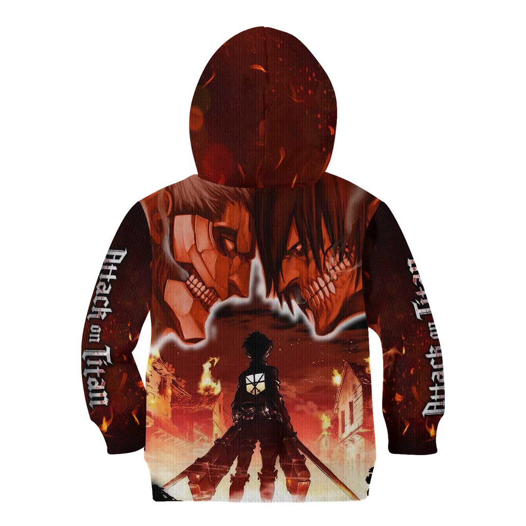 Burning Attack on Titan Kid Hoodie Anime  Mix Trippy Style