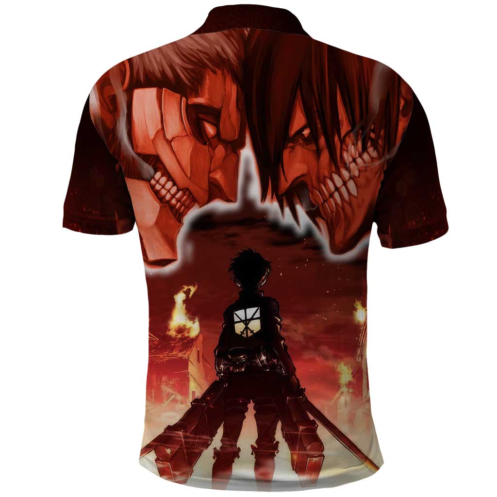 Burning Attack on Titan Polo Shirt Anime  Mix Trippy Style