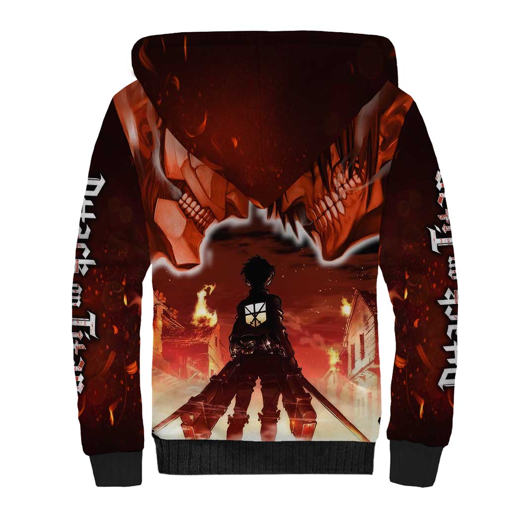 Burning Attack on Titan Sherpa Hoodie Anime  Mix Trippy Style