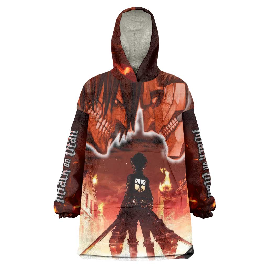 Burning Attack on Titan Wearable Blanket Hoodie Anime  Mix Trippy Style