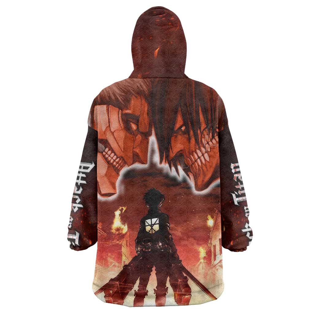Burning Attack on Titan Wearable Blanket Hoodie Anime  Mix Trippy Style