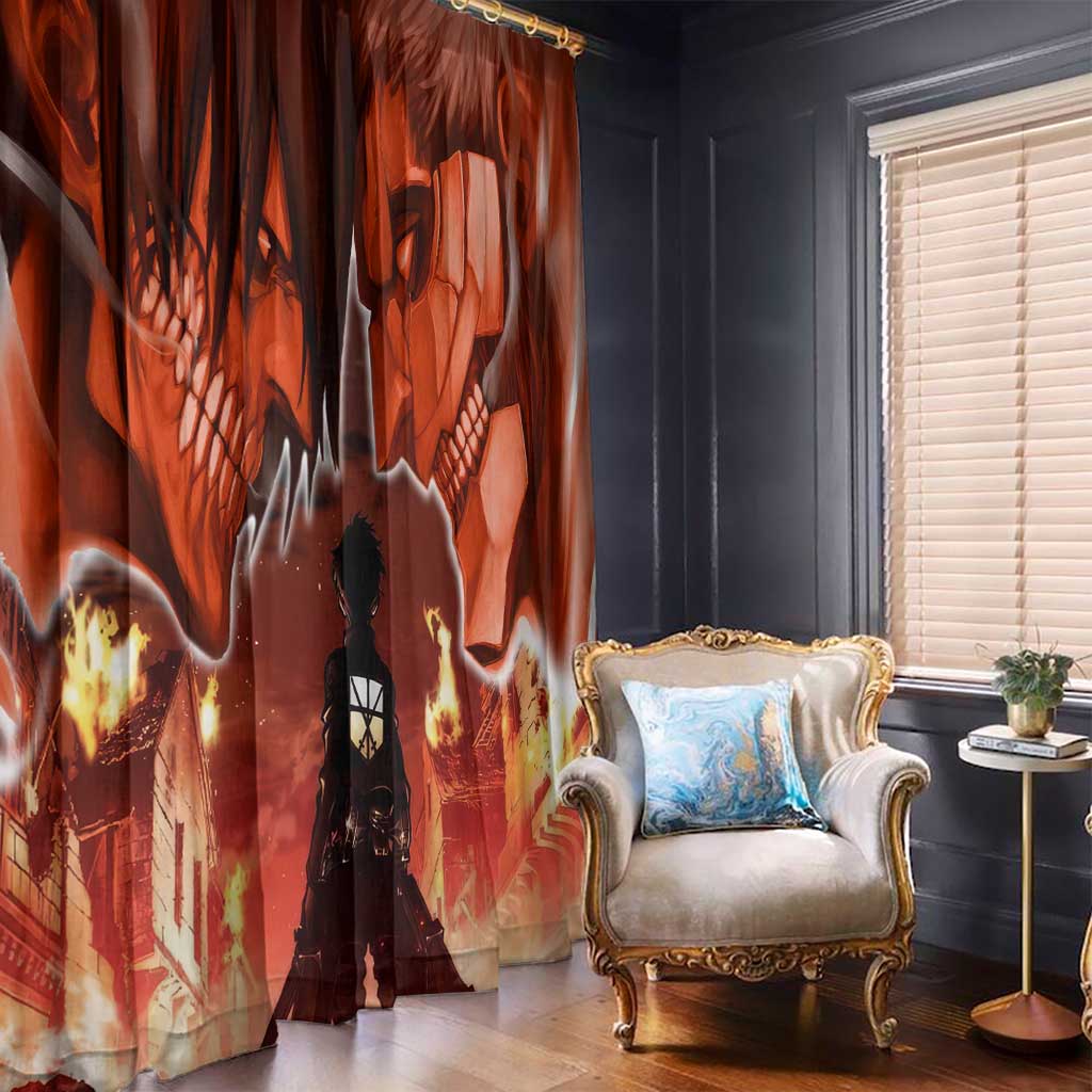 Burning Attack on Titan Window Curtain Anime  Mix Trippy Style