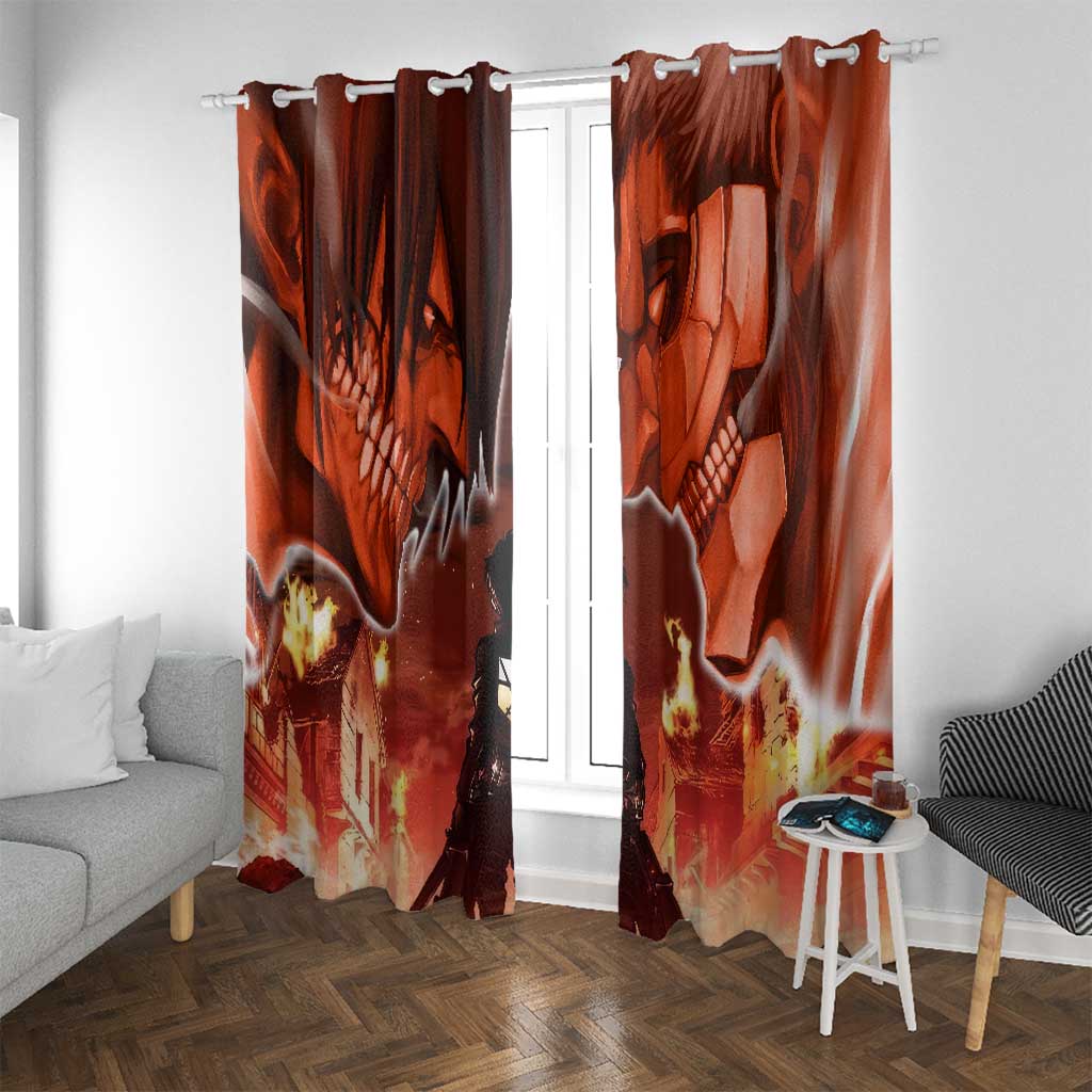 Burning Attack on Titan Window Curtain Anime  Mix Trippy Style