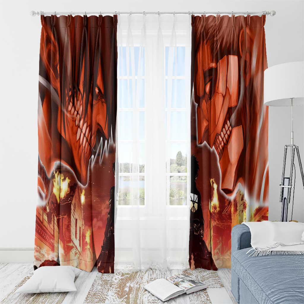 Burning Attack on Titan Window Curtain Anime  Mix Trippy Style