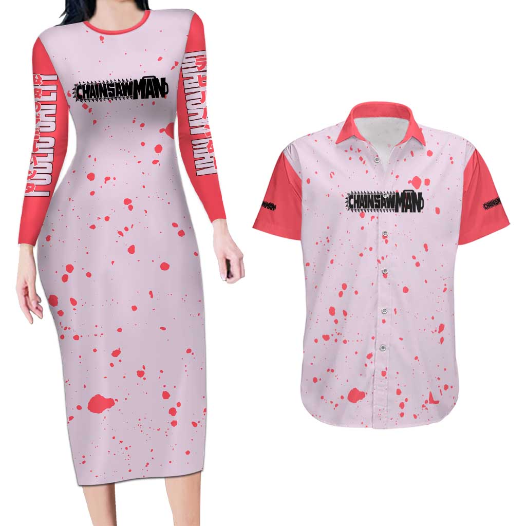 Public Safety Chainsaw Man Couples Matching Long Sleeve Bodycon Dress and Hawaiian Shirt Anime Style